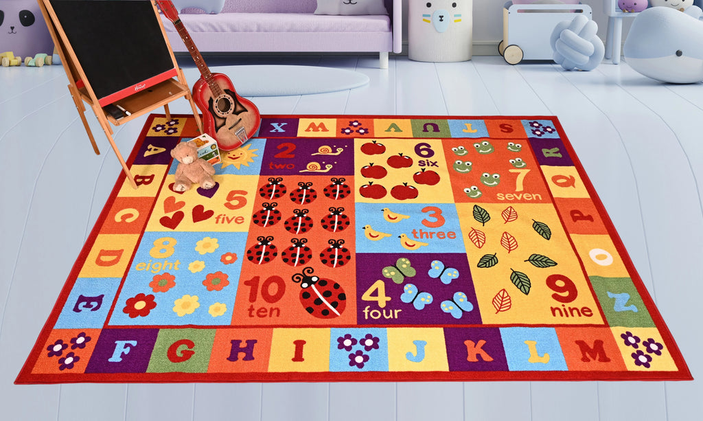 Multicolor ABC Numbers Area Rug K969798