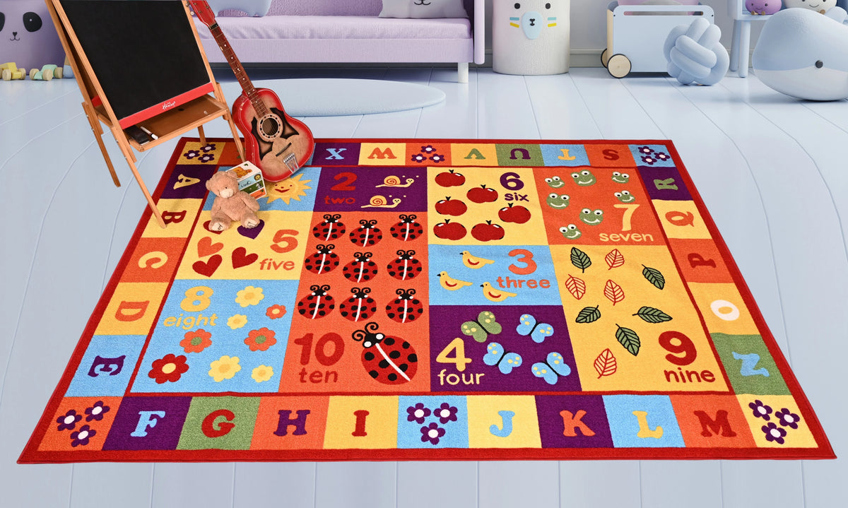 Multicolor ABC Numbers Area Rug K969798