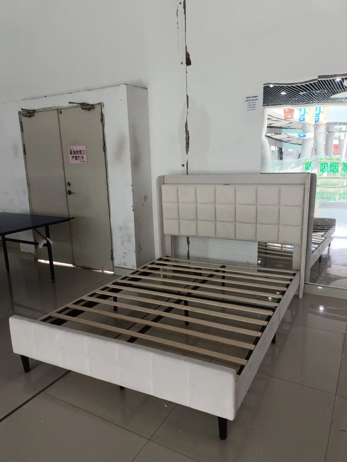 Upholstered Platform Bed Frame with Storage Headboard Y249