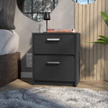 Black Two Drawers Nightstand W383061