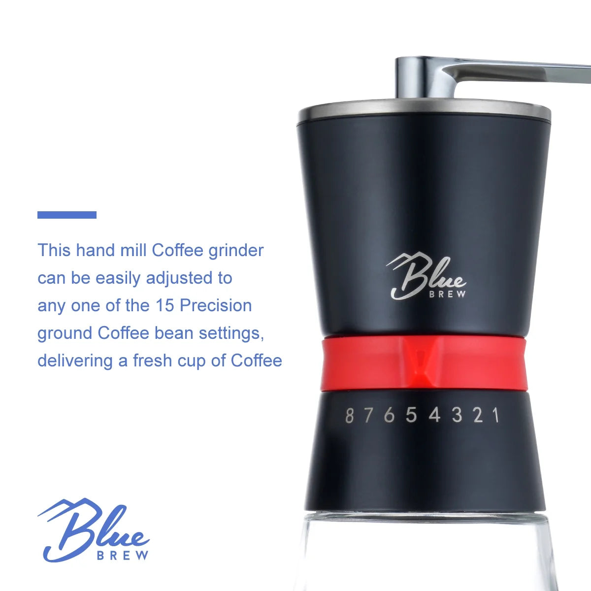 Manual Coffee Grinder with Conical Ceramic Burrs and 2 Airtight Glass Jars U3276