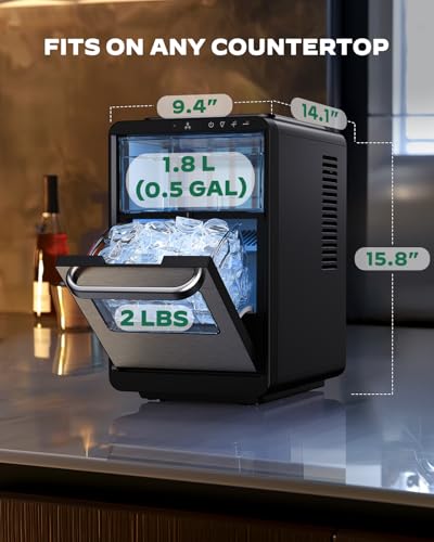 Crescent Ice Maker Countertop, Self-Cleaning, 16 Pcs in 15 Mins T819