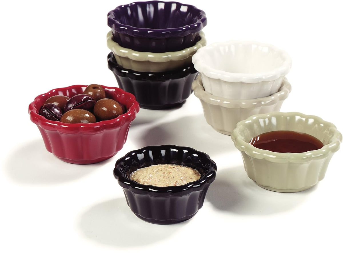 Black Melamine Scalloped Ramekin, 2 oz, Pack of 48 E658615