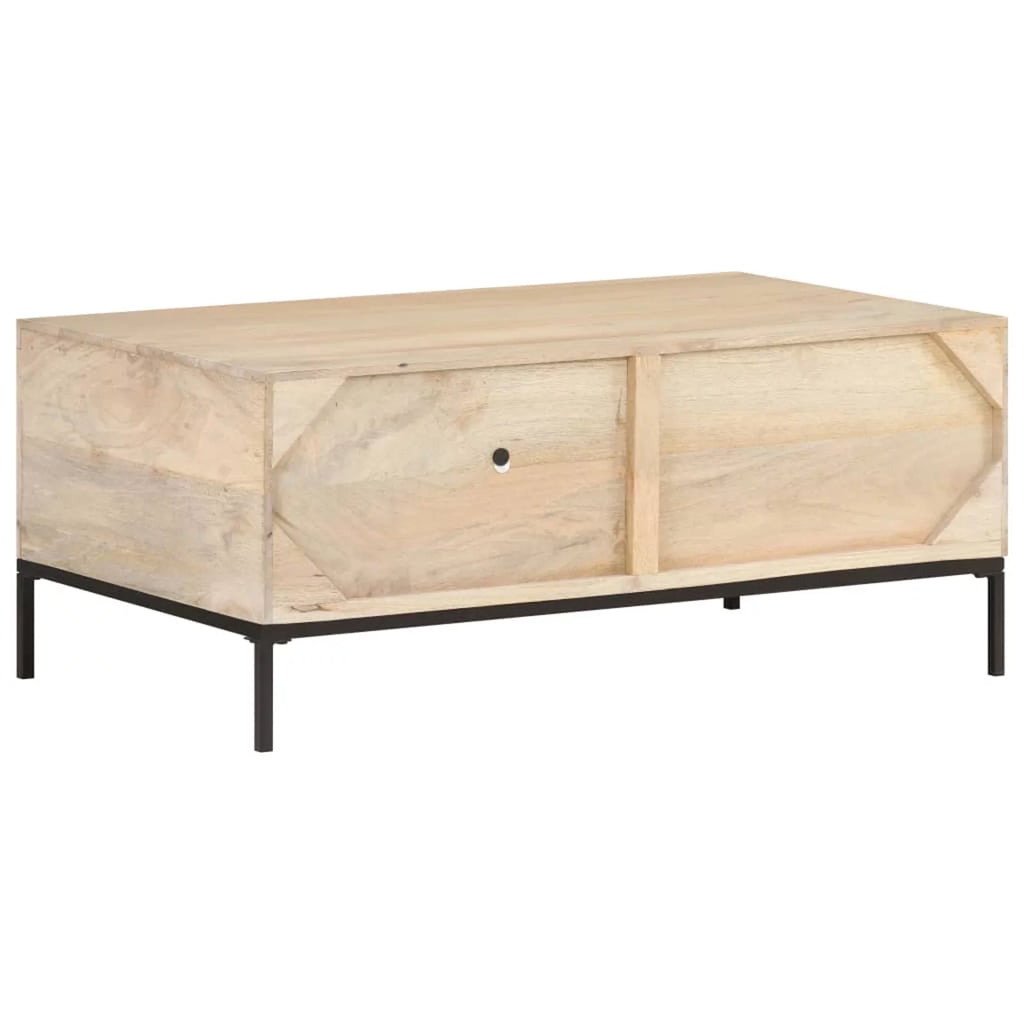 Mango Wood and Natural Cane Coffee Table with 2 Storage Drawers D6396