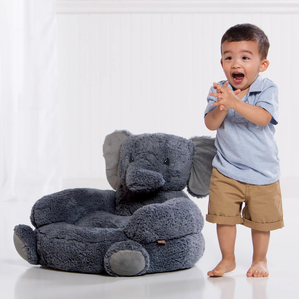 Plush Gray Elephant Toddler Chair D588