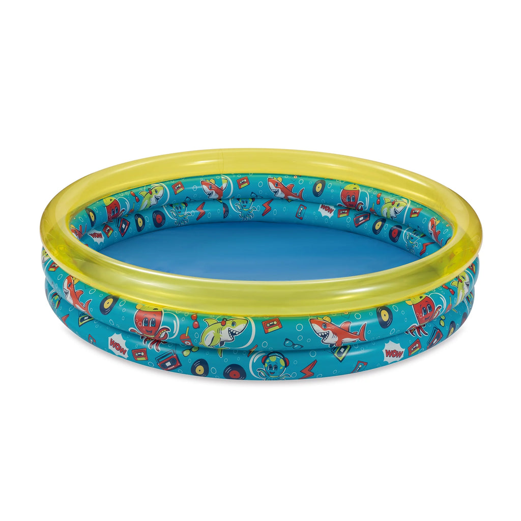 Yellow Round Inflatable 3-Ring Kiddie Pool R97811