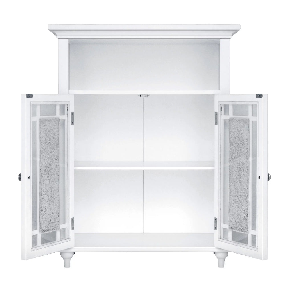 White Wooden Floor Cabinet with Glass Doors Q936