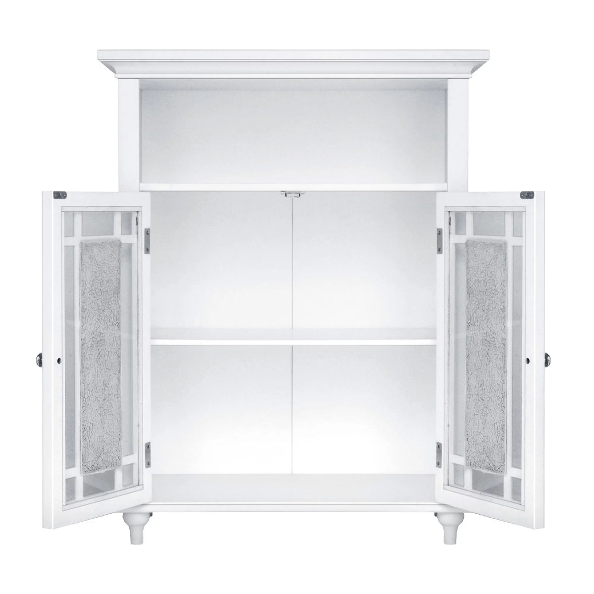 White Wooden Floor Cabinet with Glass Doors Q936