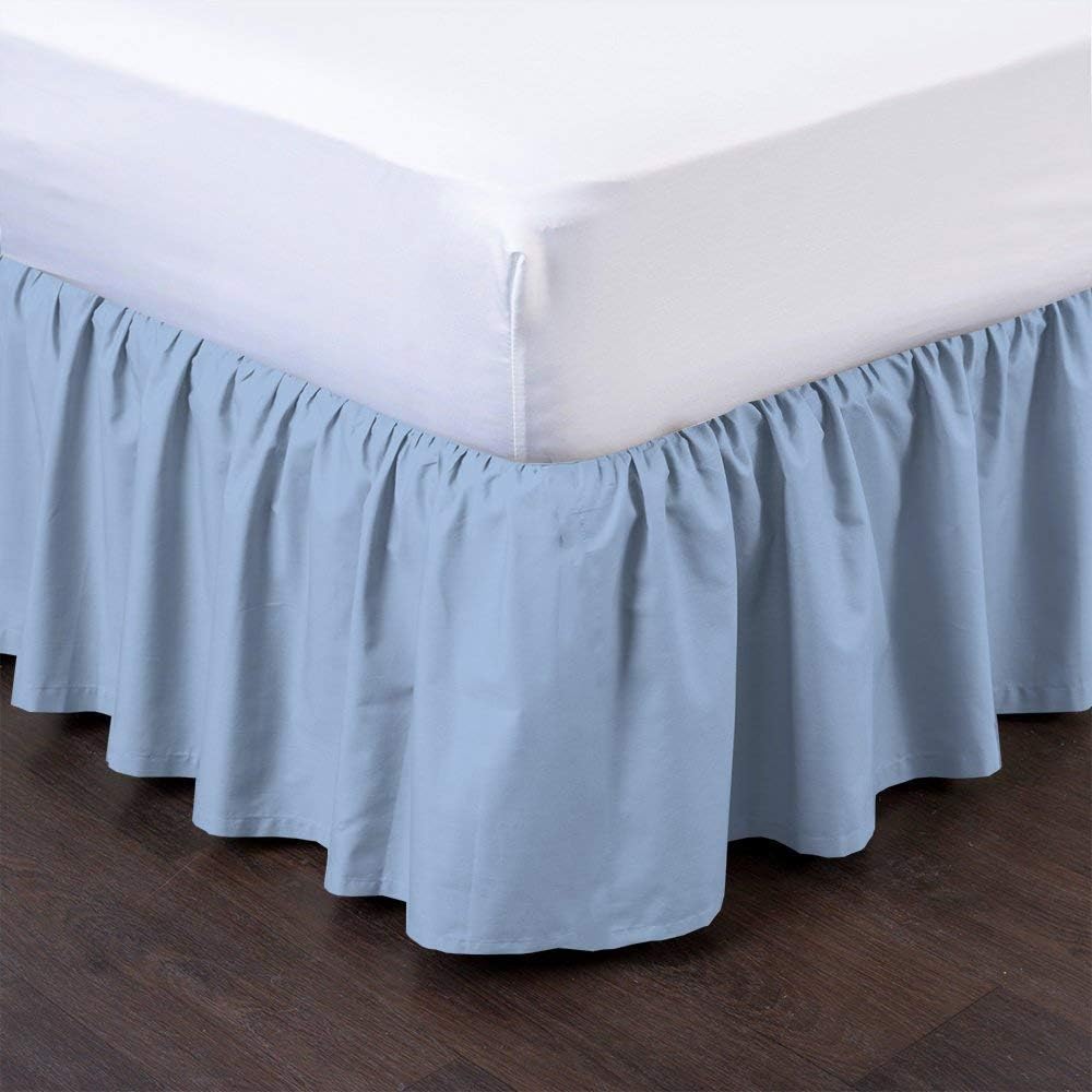 100% Cotton 800 Thread Count Ruffled Bed Skirt (Cal King, Royal Blue) 12 Inch Drop X405