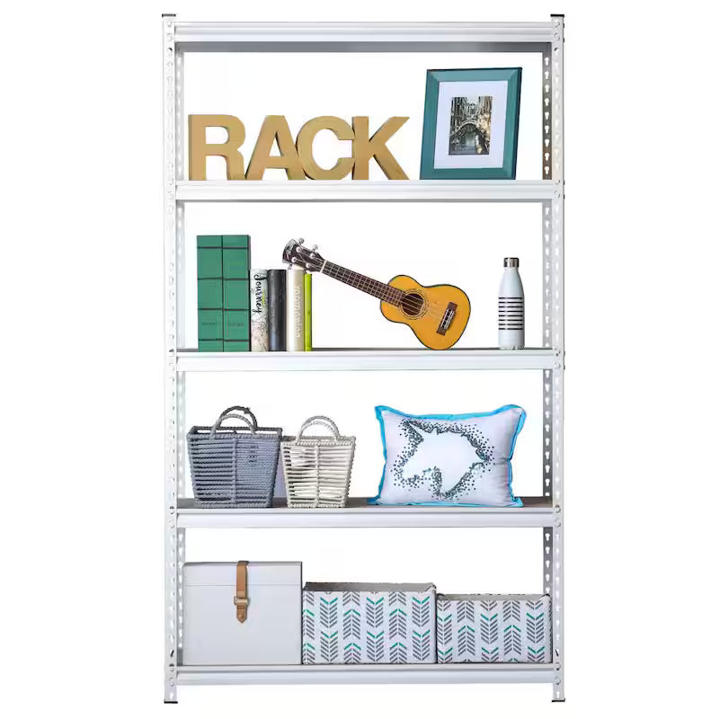 White 5-Tier Adjustable Steel Storage Rack T155