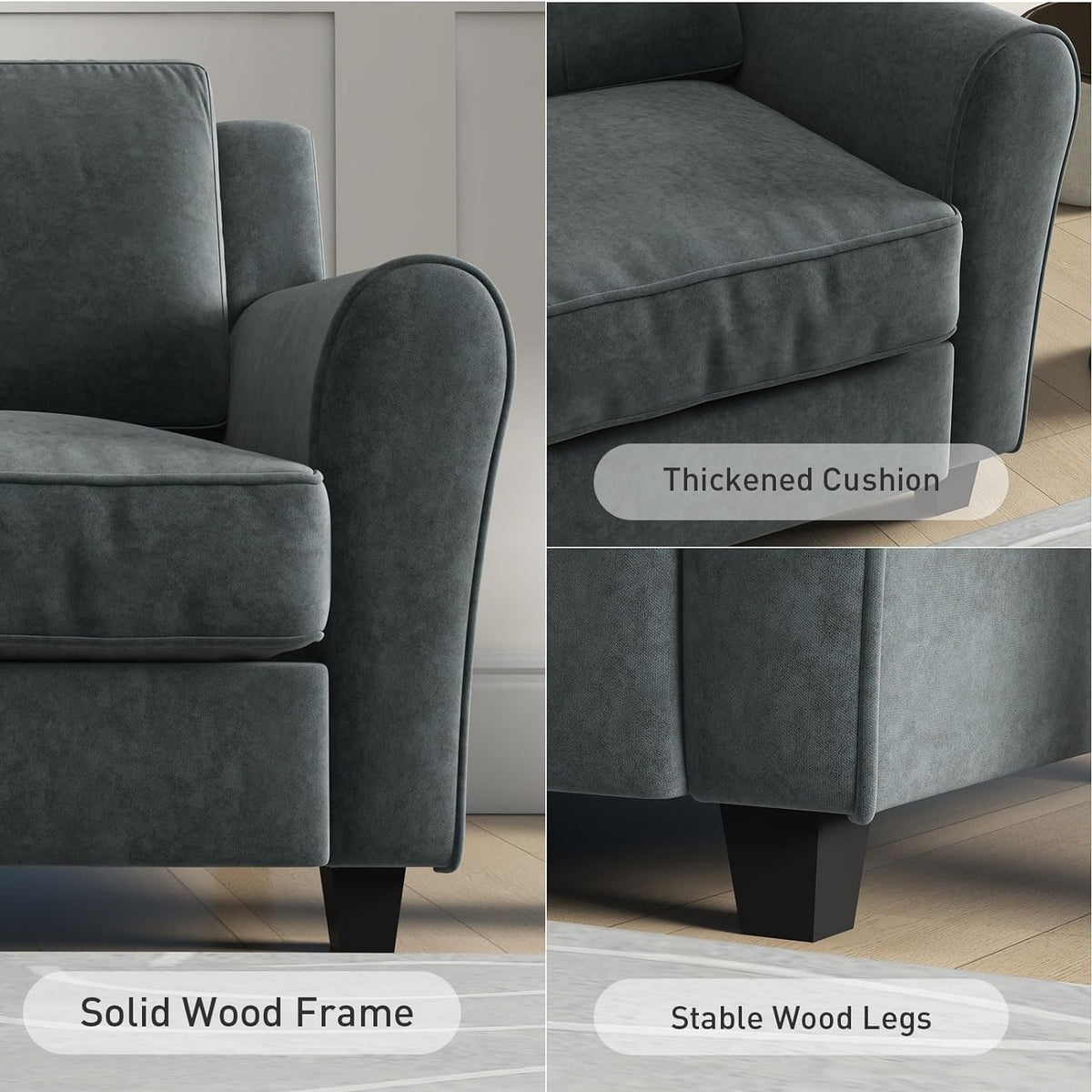 Grey 3 Seater Sofa Couch E788