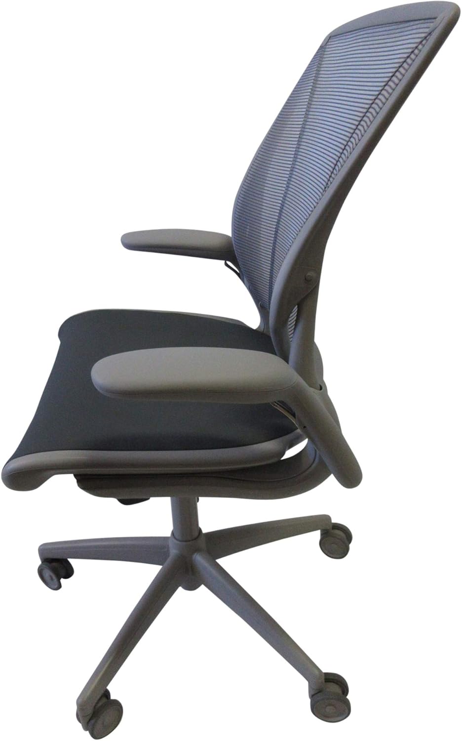 Gray Pinstripe Mesh Task Chair with Grey Frame and Standard Foam Seat J946