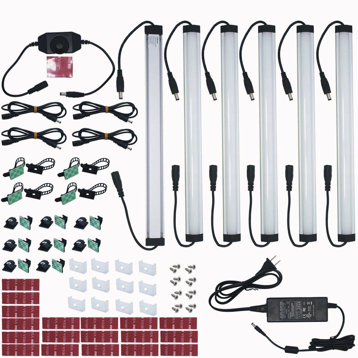 Under Cabinet LED Lighting Kit Plug In, 6 Pcs 12 Inches Q8811