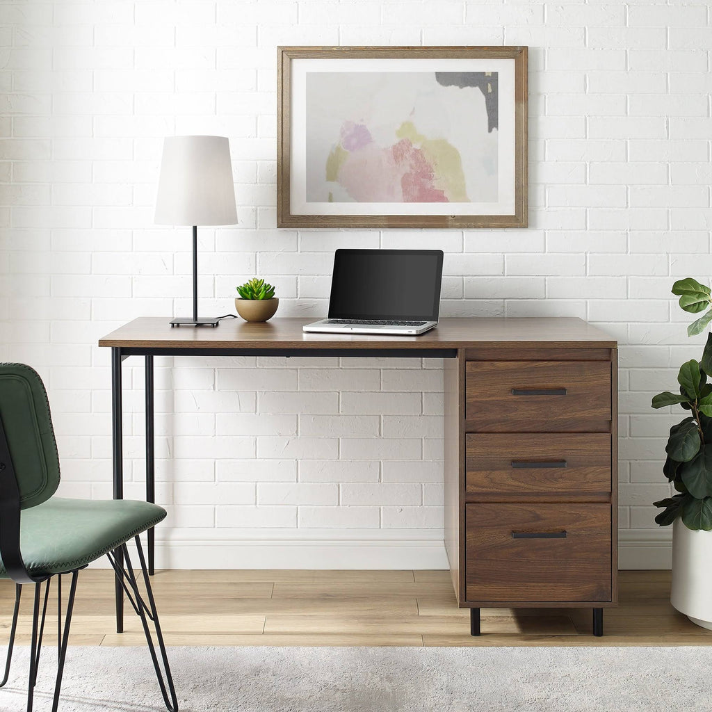 52-Inch 3-Drawer Dark Walnut Desk W578346