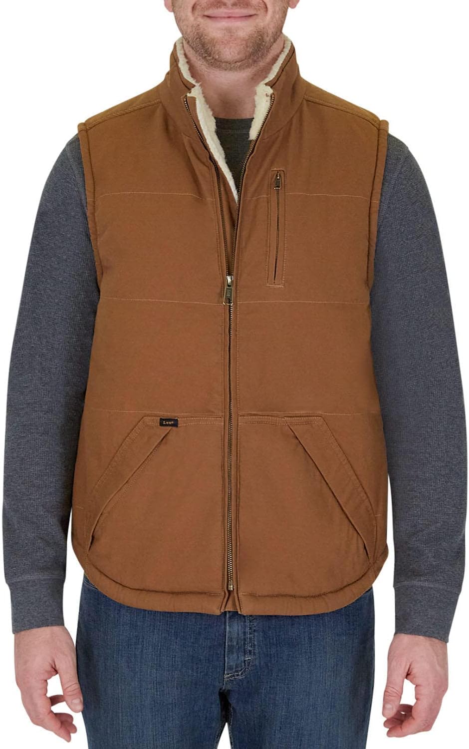 Canvas Work Vest with Pockets Sleeveless Jacket R2270
