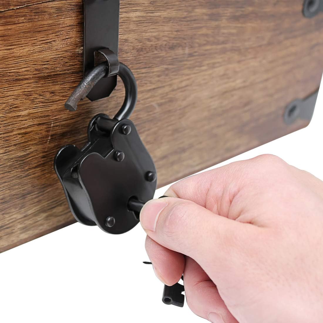 Wooden Storage Box with Iron Lock and Skeleton Key I39766