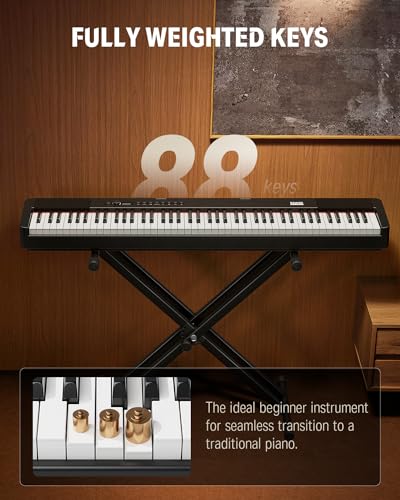 88 Key Weighted Full Size Digital Piano with Stand and Sustain Pedal B7831