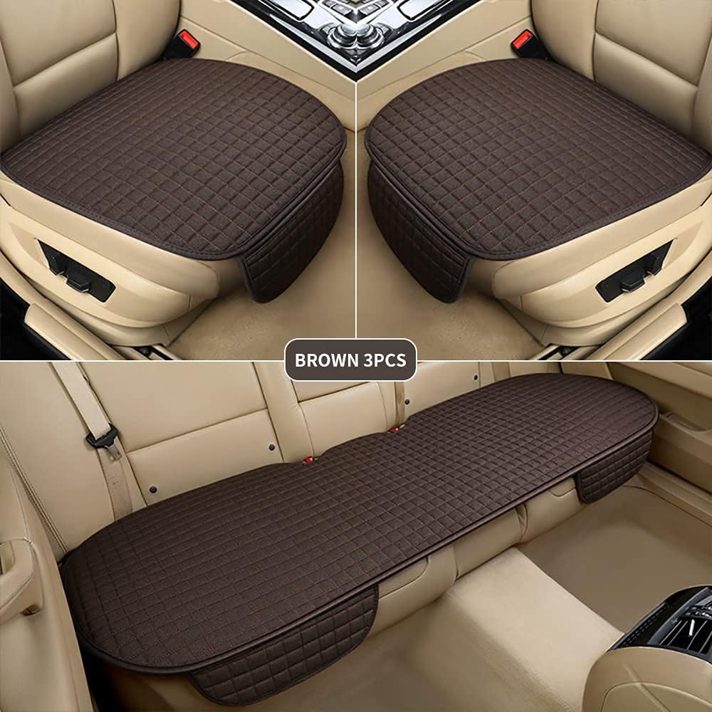 3 Pcs Universal Breathable Anti-Slip Car Seat Cover Cushion Set Beige D67600