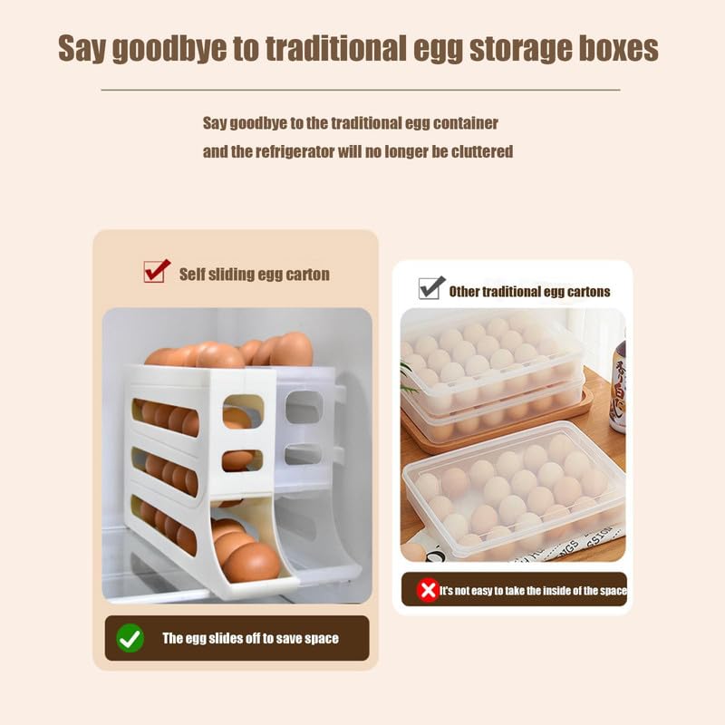 30 Egg Container Auto Rolling Egg Tray Storage (Gray) U77342