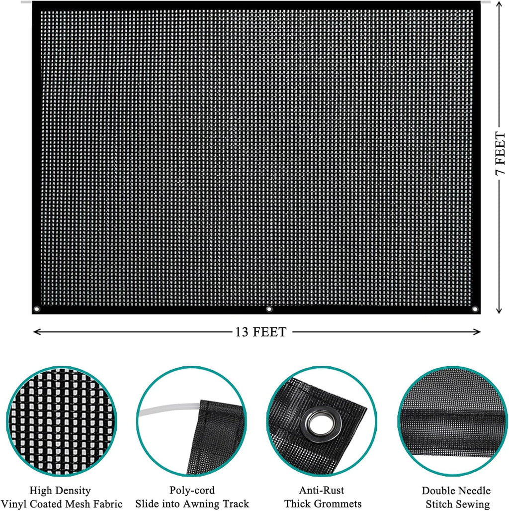 7' X 13' Black Mesh RV Awning Sun Shade Screen P26440