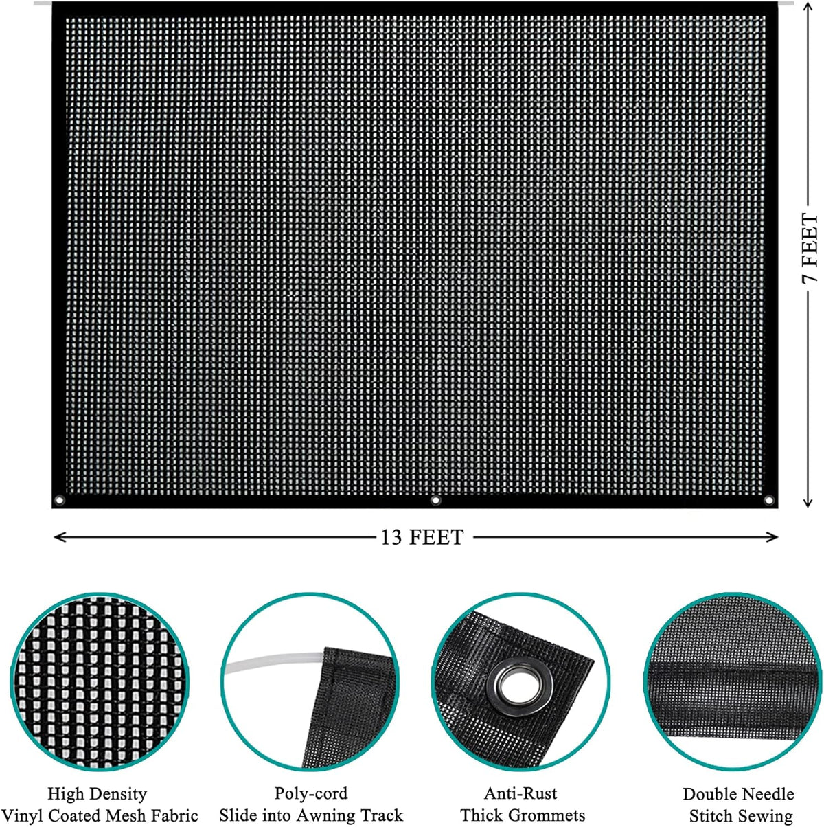 7' X 13' Black Mesh RV Awning Sun Shade Screen P26440