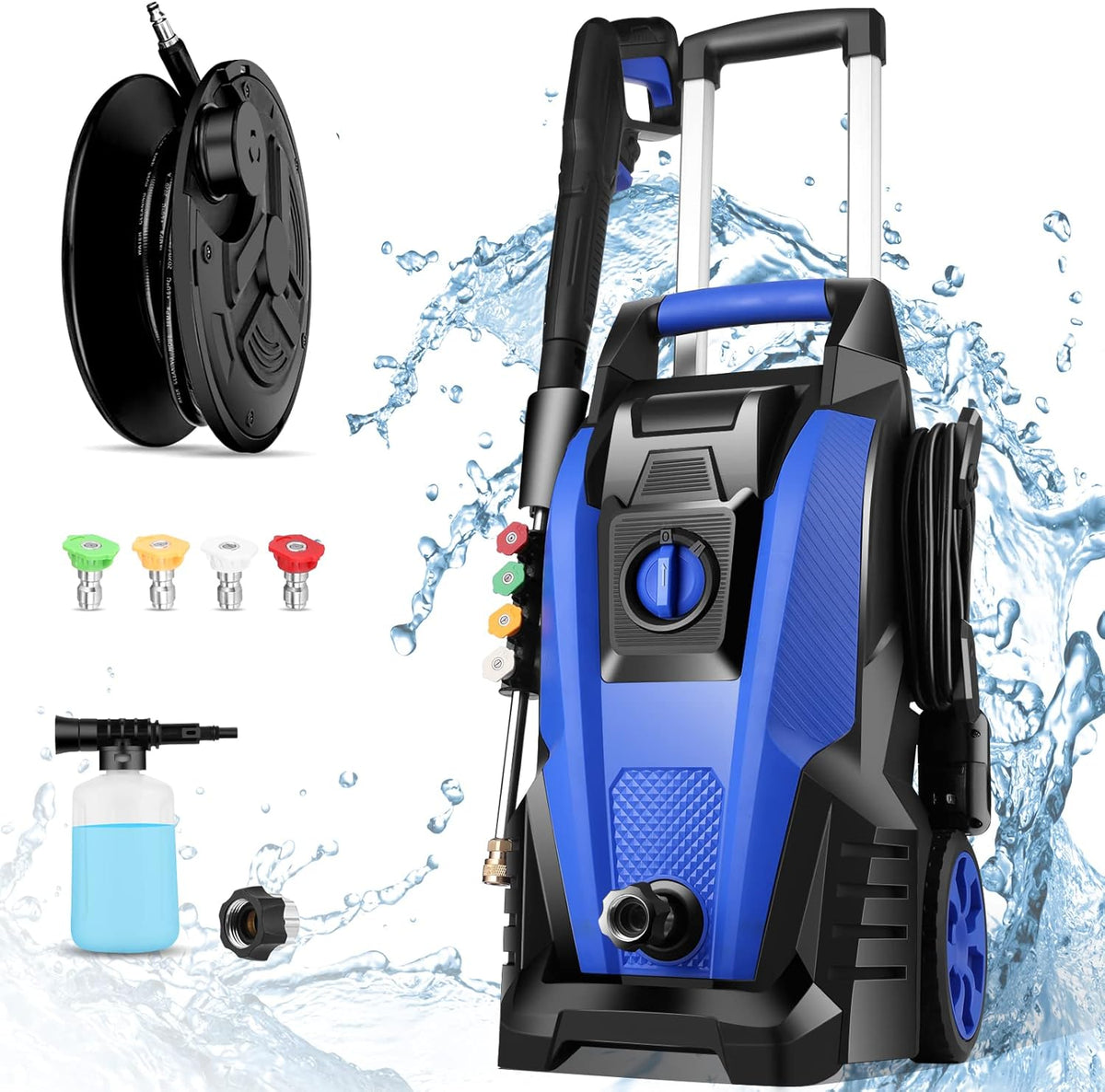 Electric Power Washer with 5 Nozzles and Hose Reel T59011
