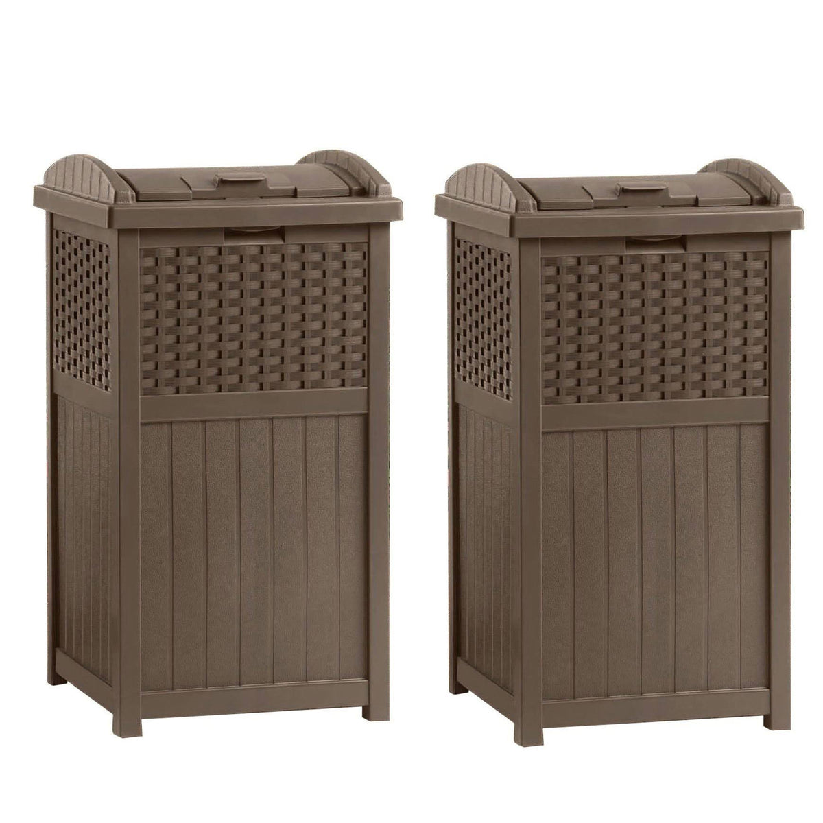 Outdoor Resin Wicker Trash Can Hideaway 2 Pack L691