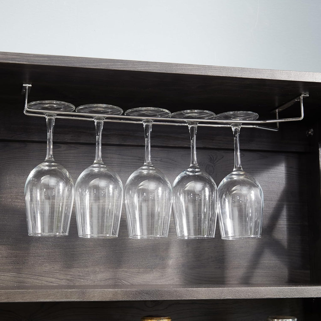 Charcoal Gray Coffee Bar Cabinet with Microwave Stand P872058
