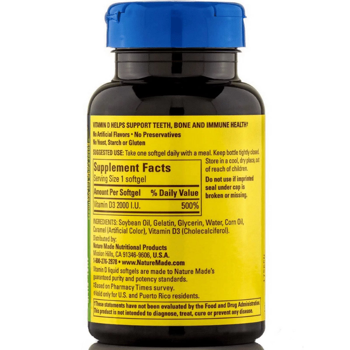 Vitamin D3 2,000 I.U. Liquid Softgels 250 ea W683510