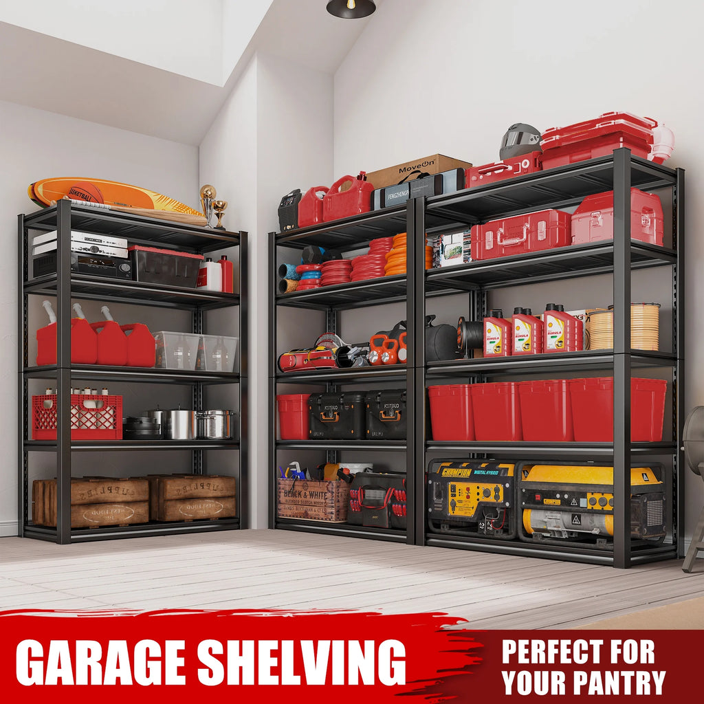 72"H 5-Shelf Heavy Duty Metal Storage Shelving Unit Black S53615