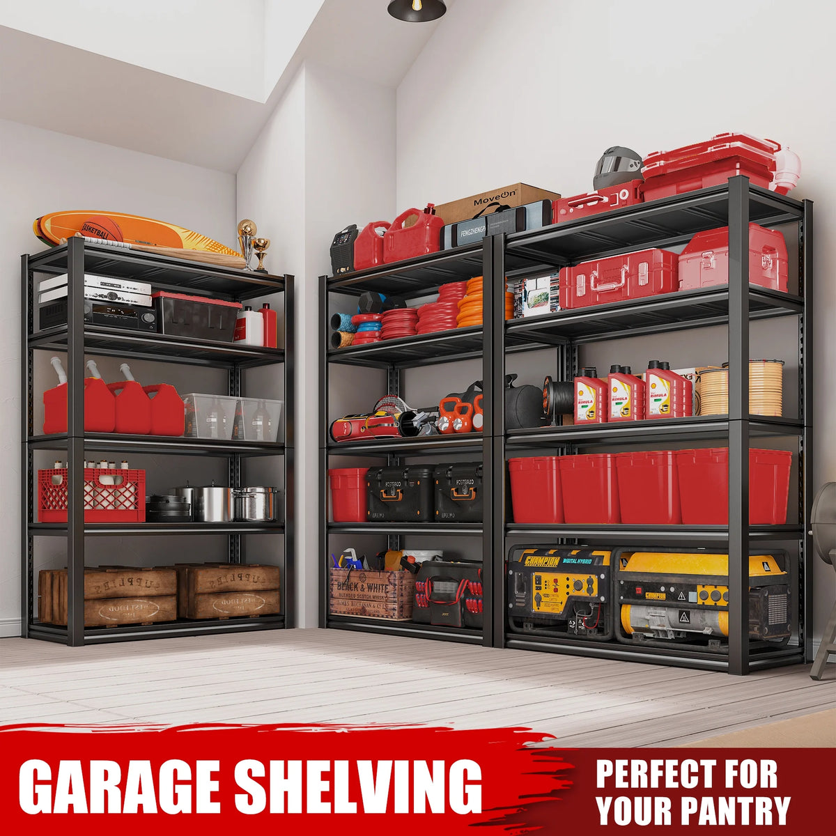 72"H 5-Shelf Heavy Duty Metal Storage Shelving Unit Black S53615