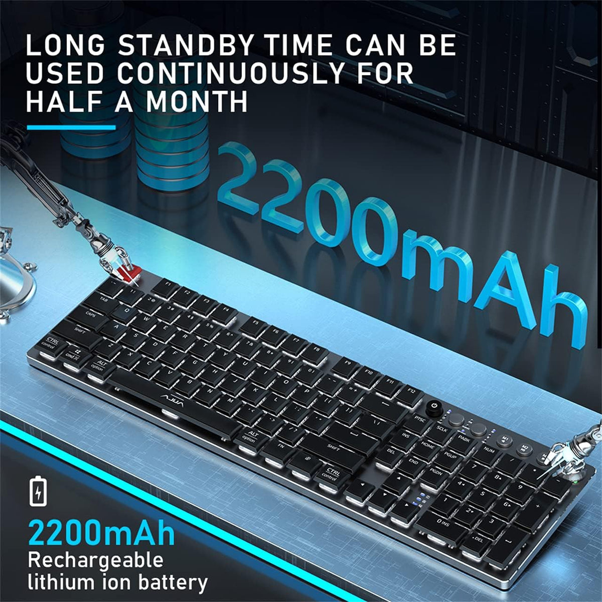 Low Profile Wireless Bluetooth Mechanical Keyboard with RGB Backlit N509