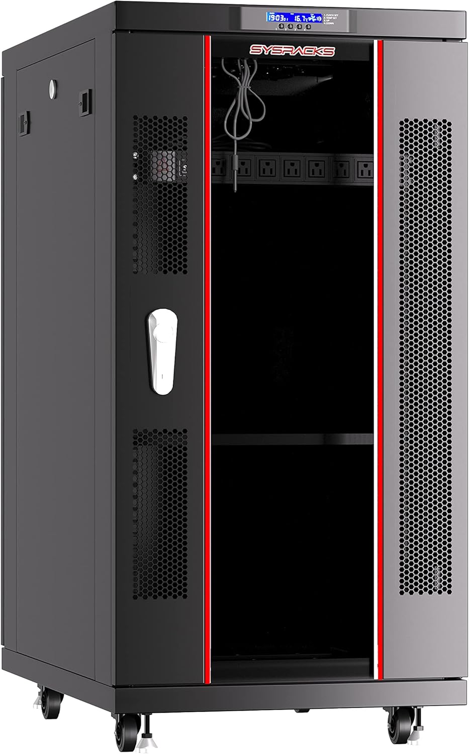22U Locking Server Rack Cabinet on Casters with Cooling Fan N1148