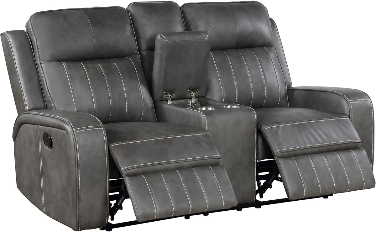 3-Piece Upholstered Motion Reclining Sofa Set Grey M2756