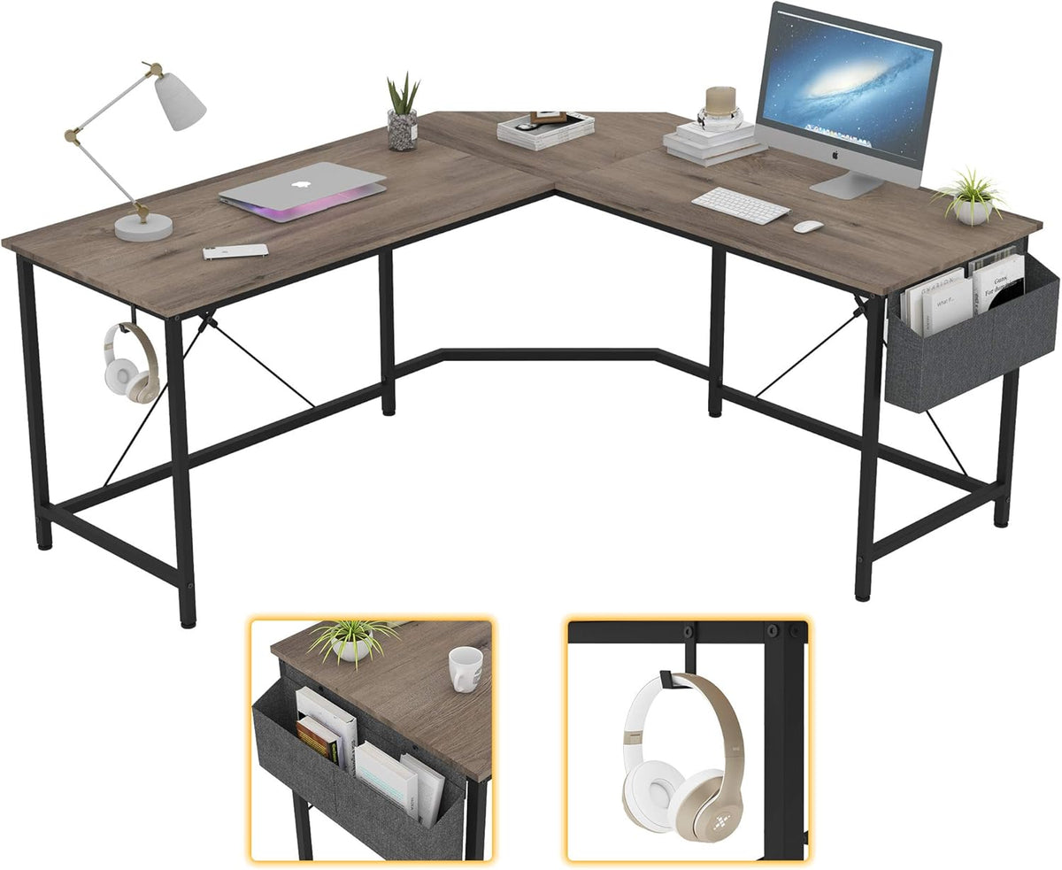 L Shaped Desk 59 Inches Computer Corner Desk with Storage N963339