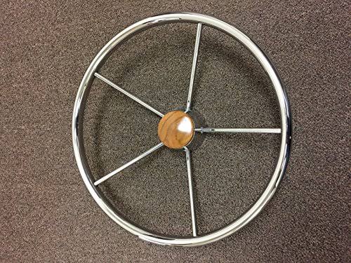 SS304 Five Spoke Steering Wheel with Teak Cap W82389