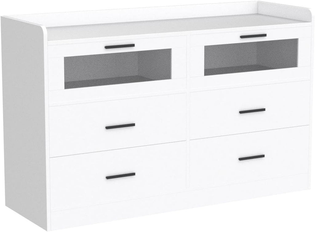 White 6 Drawer Wood Dresser C19748