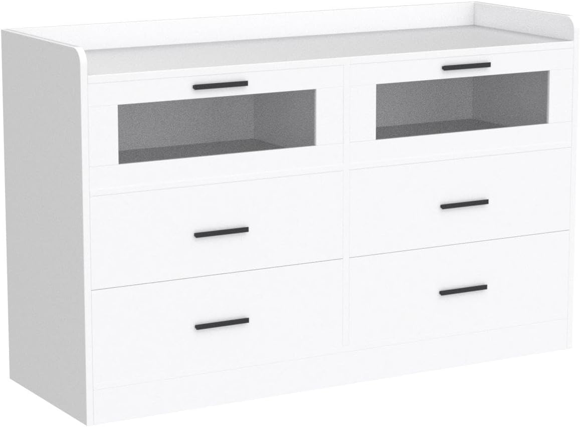 White 6 Drawer Wood Dresser C19748