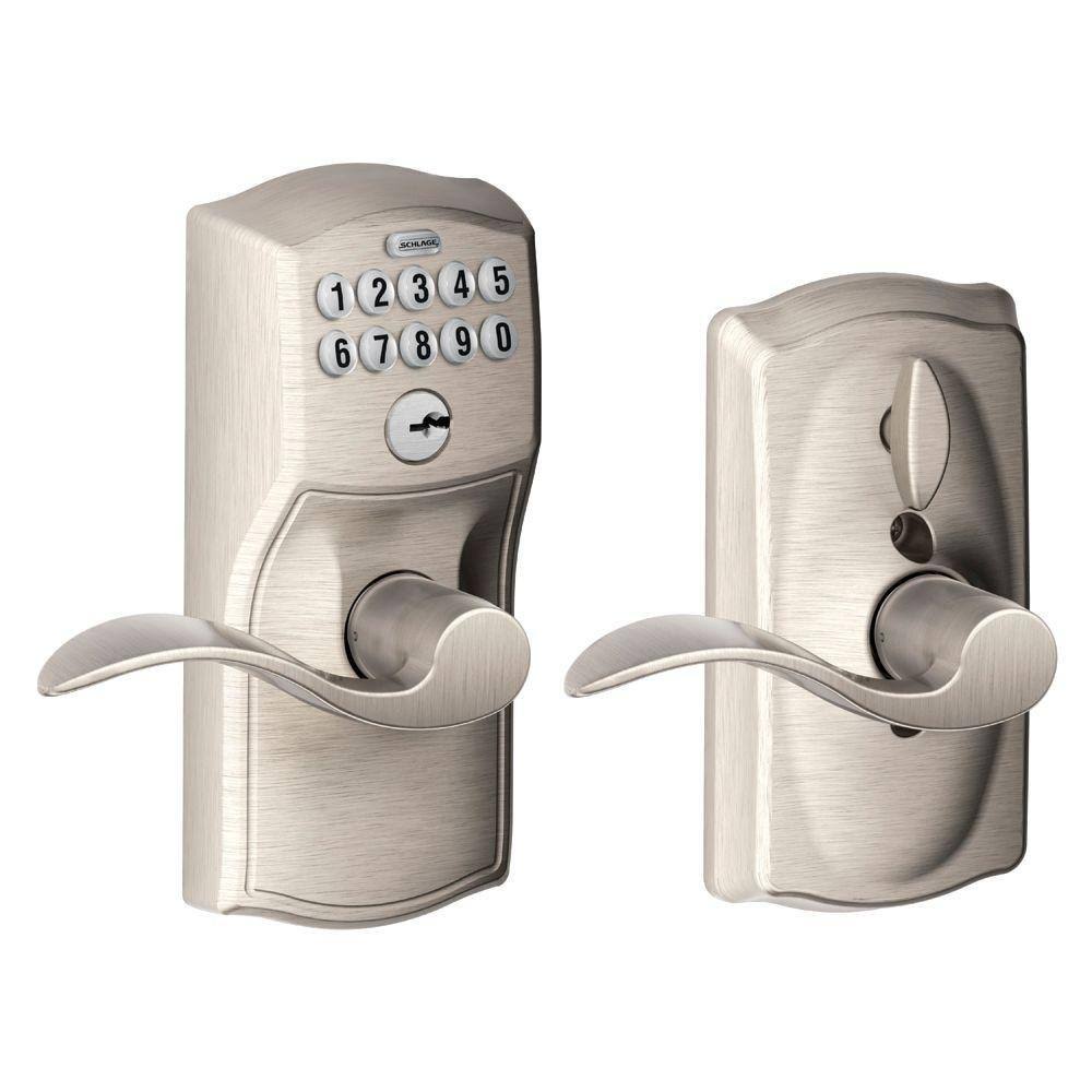 Keypad Entry with Flex-Lock and Accent Levers, Satin Nickel Y563
