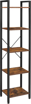 5-Tier Rustic Brown and Black Bookshelf J299144