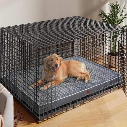 Orthopedic Large Dog Bed with Soft Rose Plush Removable Washable Cover and Non-Slip Bottom M6139