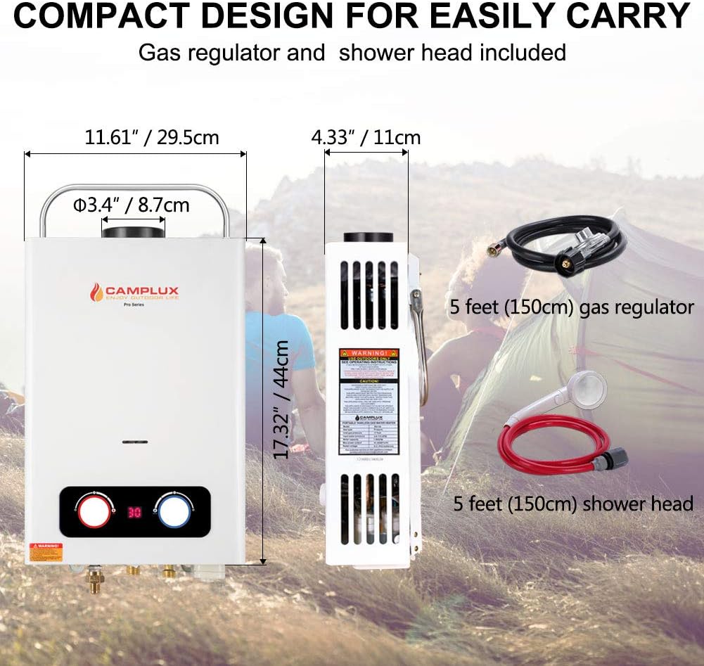 1.58 GPM Tankless Propane Water Heater with Portable Handle, White S783473