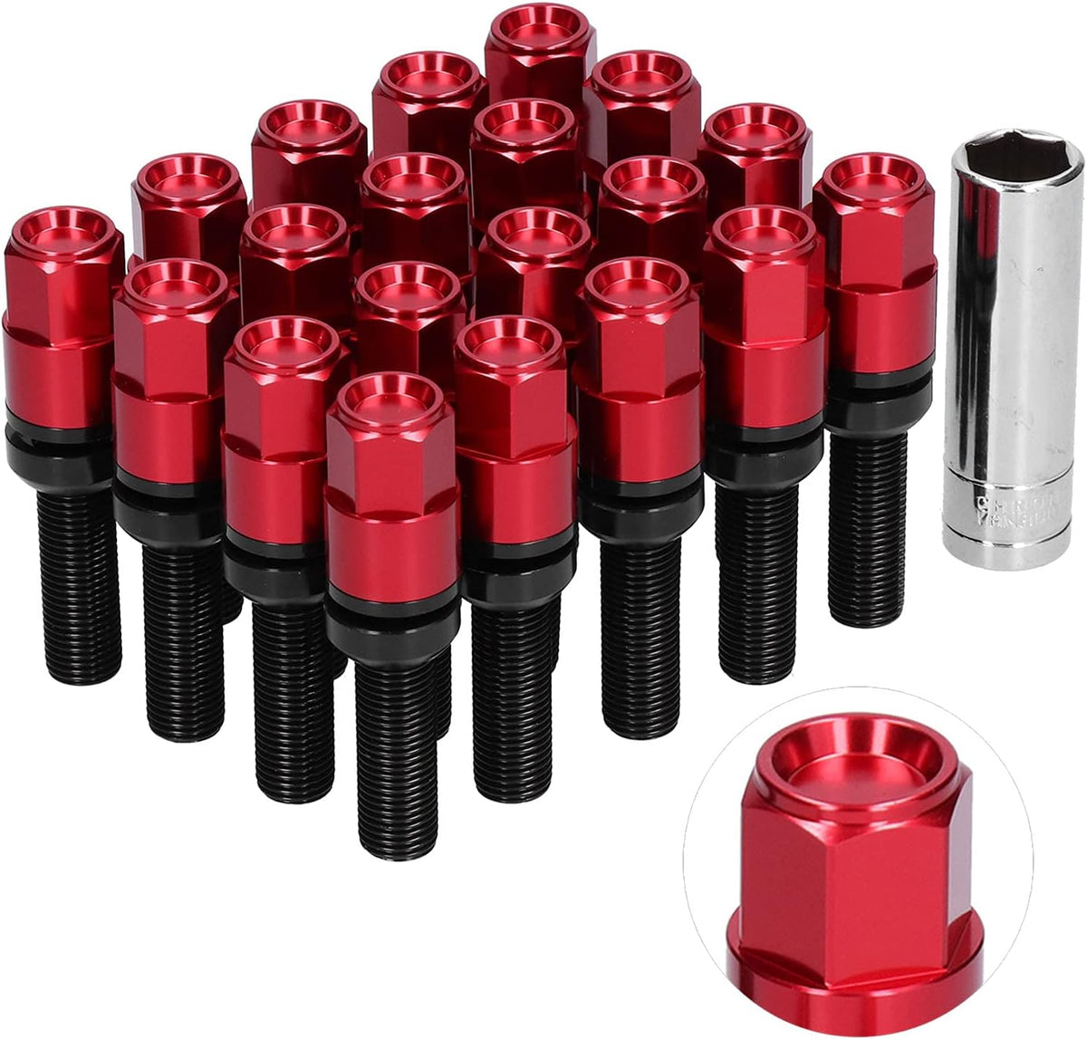 21pcs 42mm Extended Lug Bolt Kit M14x1.5 Ball Seat D191