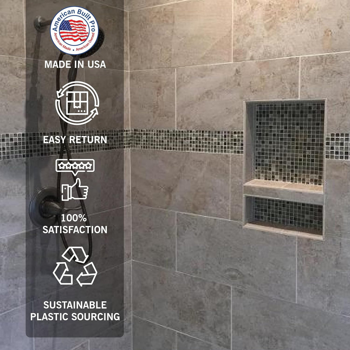 Black Matte Shower Niche Tile Template V347522
