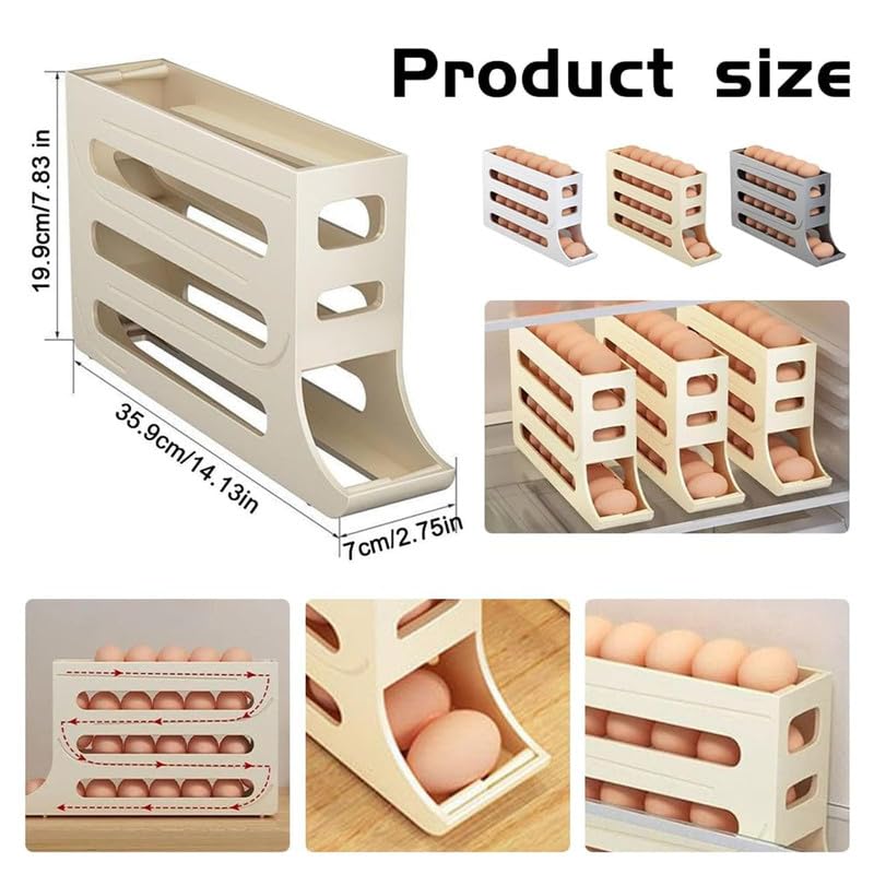 30 Egg Container Auto Rolling Egg Tray Storage (Gray) U77342
