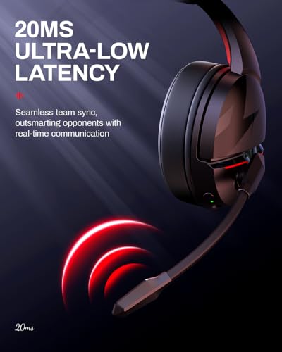 Black Wireless Gaming Headset with 2.4GHz Bluetooth 5.3, 100Hrs Battery, Noise Canceling Mic, 50mm Drivers B371