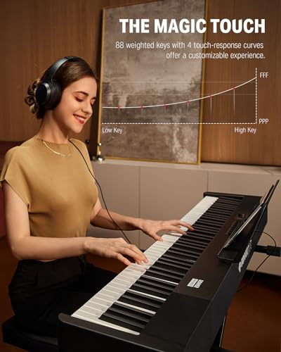 88 Key Weighted Full Size Digital Piano with Stand and Sustain Pedal B7831
