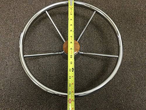 SS304 Five Spoke Steering Wheel with Teak Cap W82389