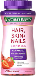 230 Gummies Hair Skin and Nails Supplement with Biotin Vitamin C E Strawberry Flavor A8449