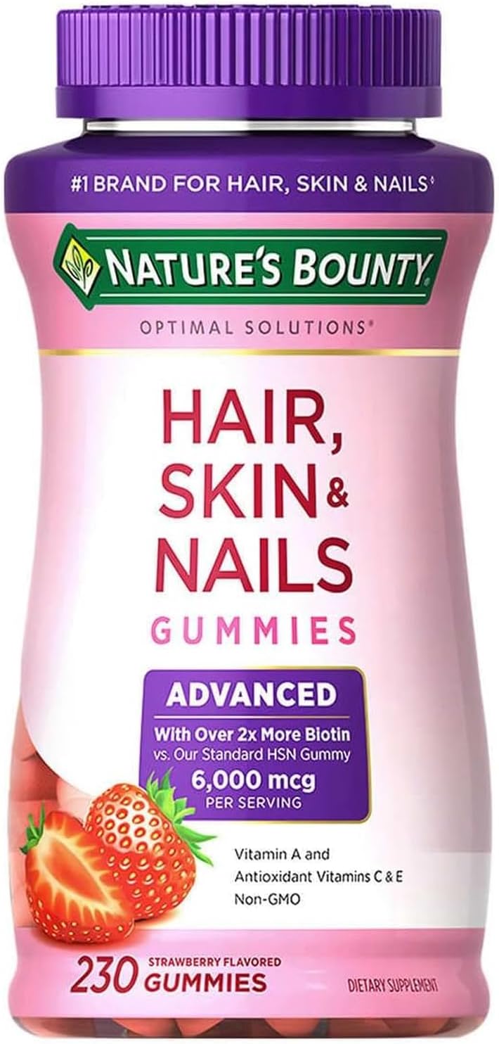 230 Gummies Hair Skin and Nails Supplement with Biotin Vitamin C E Strawberry Flavor A8449